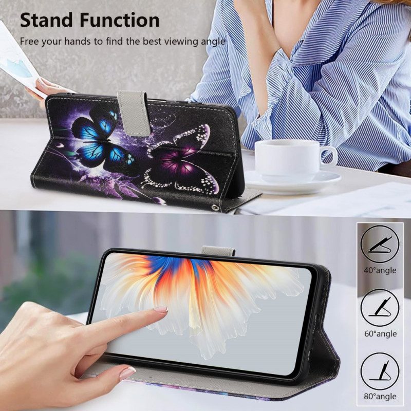 Läderfodral Google Pixel 10a Telefonfodral Två Fjärilar