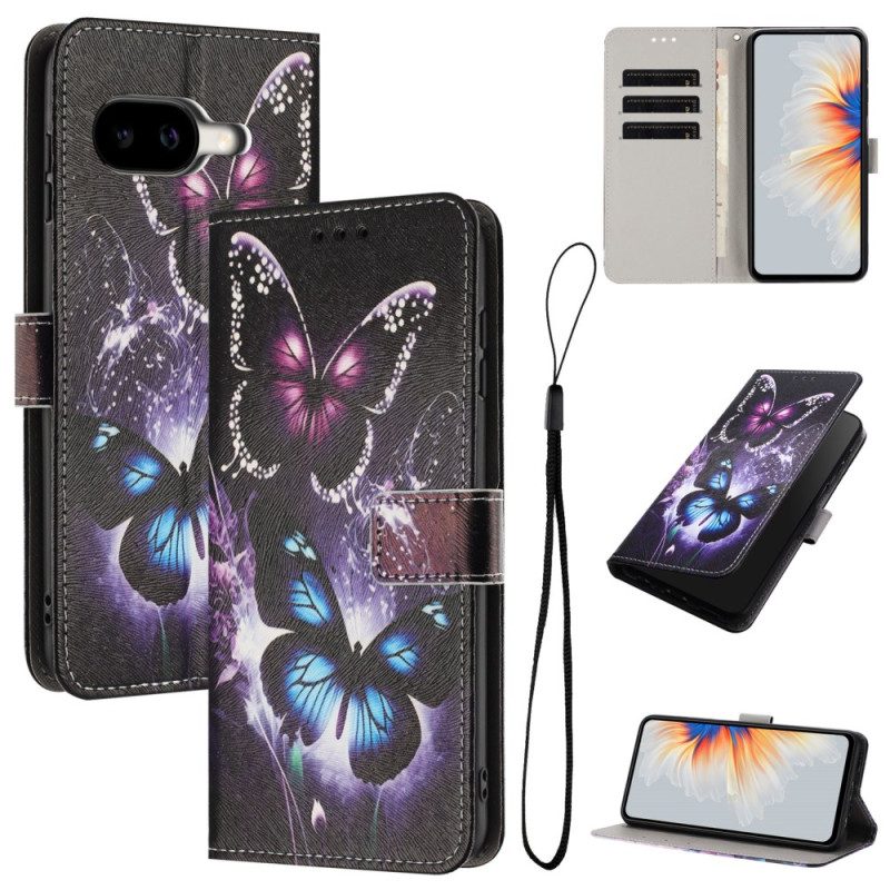 Läderfodral Google Pixel 10a Telefonfodral Två Fjärilar