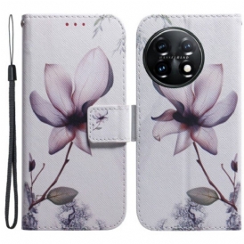 Läderfodral OnePlus 11 5G Blomma Dusty Pink