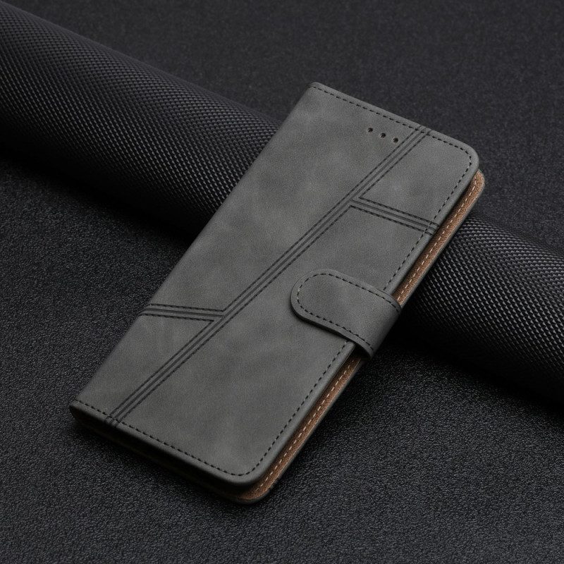 Läderfodral Oneplus 13 Telefonfodral Ränder Och Streck
