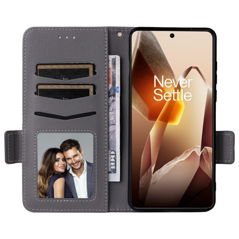 Läderfodral Oneplus 13 Telefonfodral Strukturerad Konstläder Med Rem