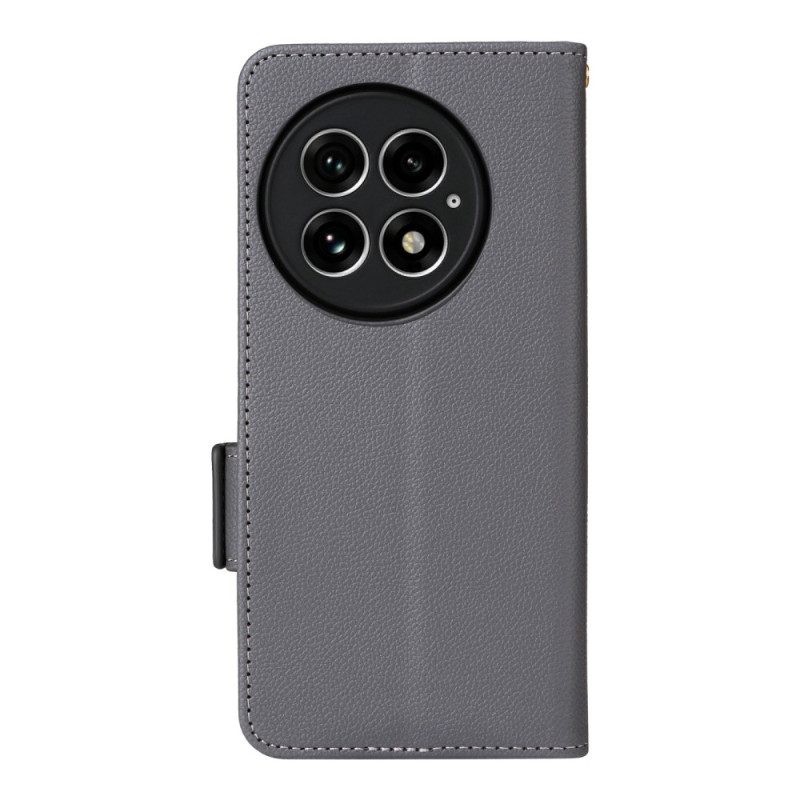 Läderfodral Oneplus 13 Telefonfodral Strukturerad Konstläder Med Rem