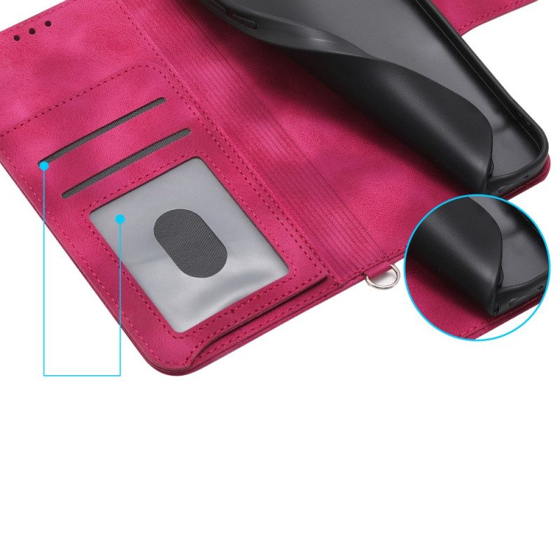 Läderfodral Oneplus 13r Telefonfodral Mocka Med Spetseffekt Och Rem Och Axelrem