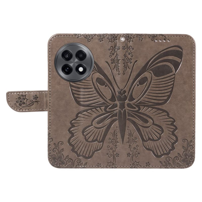 Läderfodral Oneplus 13r Telefonfodral Plånbok Med Fjärilsdesign