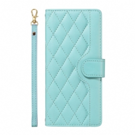 Läderfodral Oneplus 13r Telefonfodral Quiltad Med Rem Och Axelrem