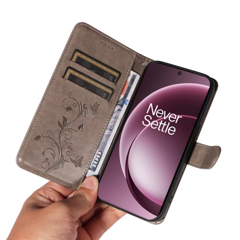 Läderfodral Oneplus 15 Telefonfodral Blommönster