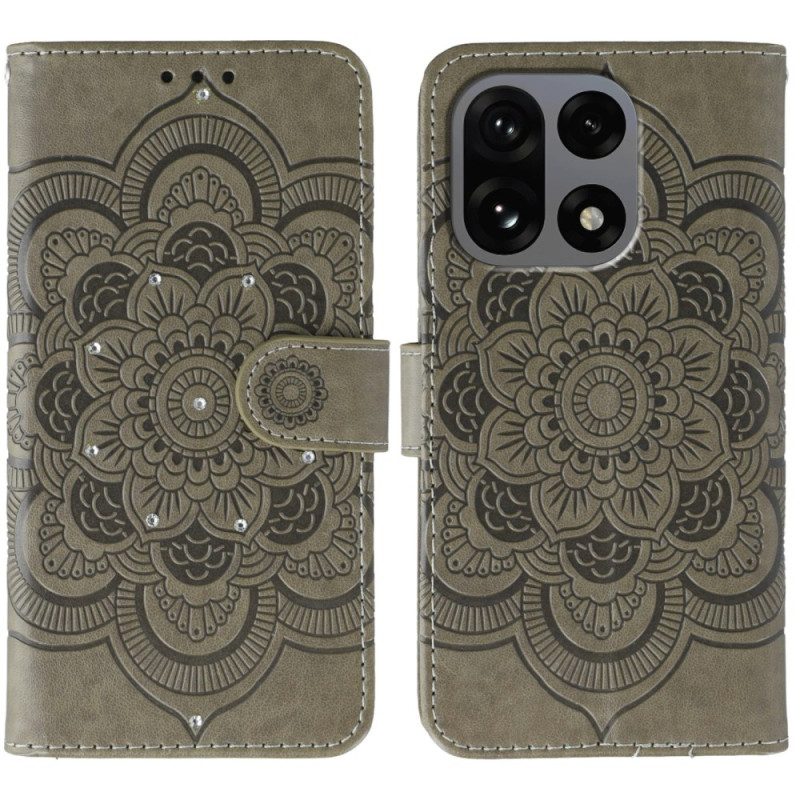 Läderfodral Oneplus 15 Telefonfodral Mandala Med Strassstenar