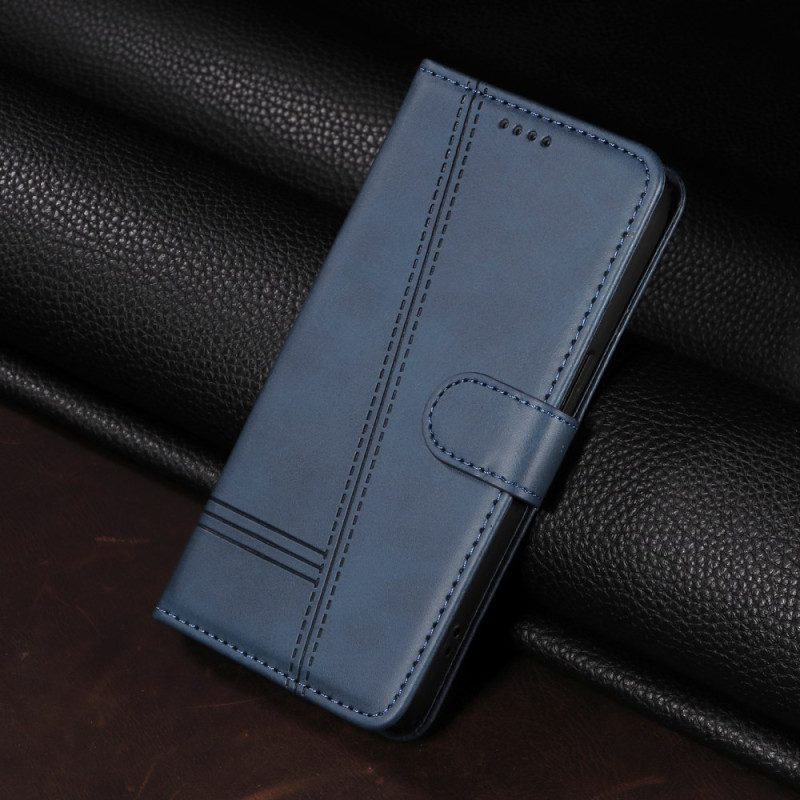 Läderfodral Oneplus 15 Telefonfodral T-designlinjer