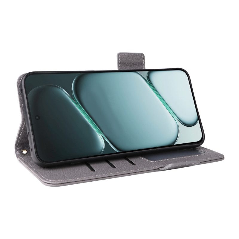 Läderfodral Oneplus 15r Telefonfodral Litchitextur Med Rem