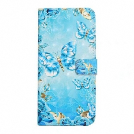 Läderfodral Oneplus Nord 4 Telefonfodral 3d-blå Fjärilar