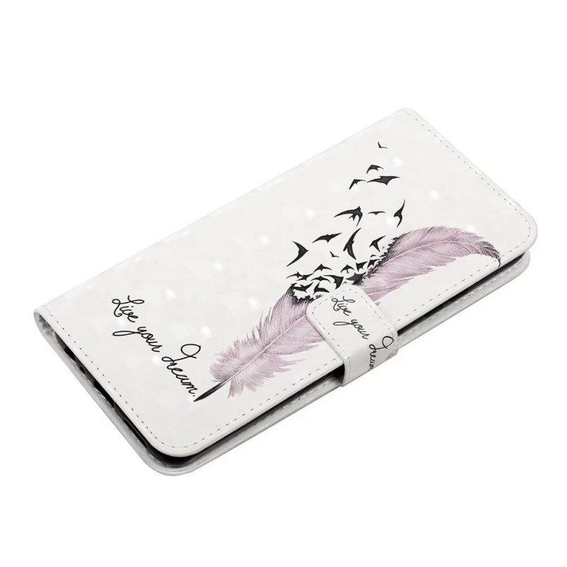 Läderfodral Oneplus Nord 4 Telefonfodral 3d Rosa Fjäder