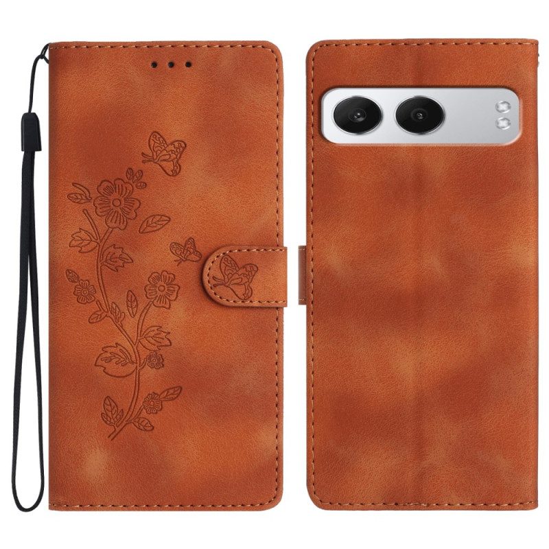 Läderfodral Oneplus Nord 4 Telefonfodral Blommig