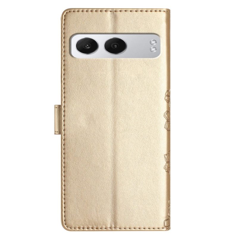 Läderfodral Oneplus Nord 4 Telefonfodral Blommig Remdesign