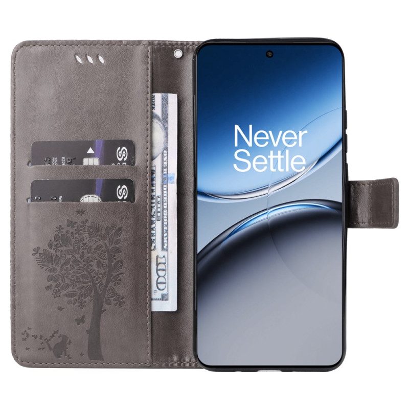 Läderfodral Oneplus Nord 4 Telefonfodral Träd Och Katt