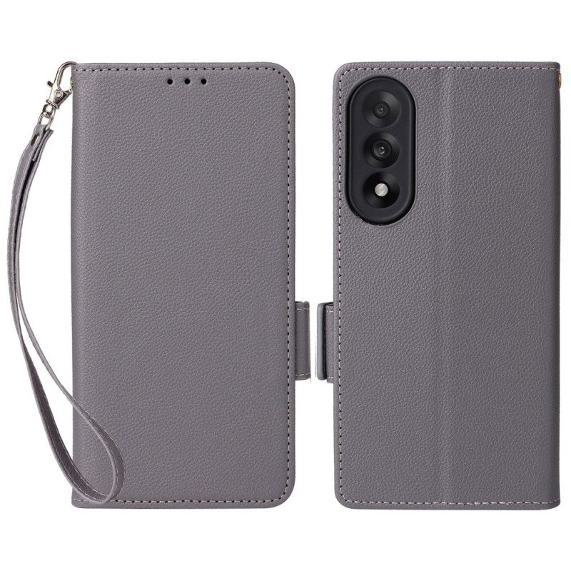 Läderfodral Oneplus Nord 5 Telefonfodral Texturerad Med Rem