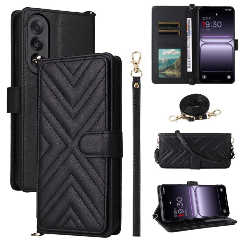 Läderfodral Oneplus Nord 5 Telefonfodral Vadderad Med Axelrem