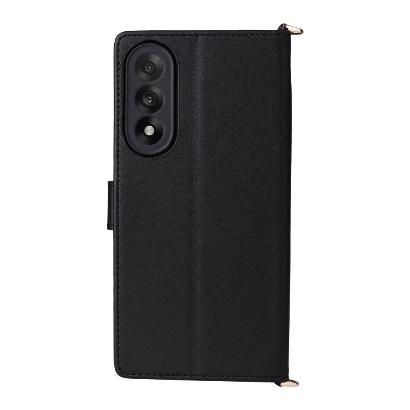 Läderfodral Oneplus Nord 5 Telefonfodral Vadderad Med Axelrem