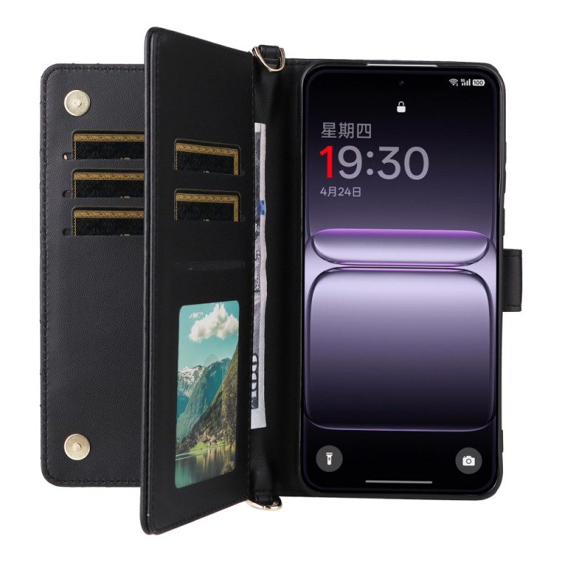 Läderfodral Oneplus Nord 5 Telefonfodral Vadderad Med Axelrem