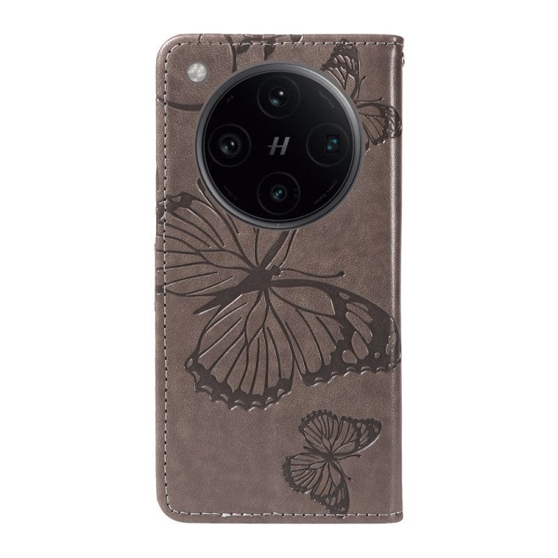 Läderfodral Oppo Find X8 Telefonfodral Jättefjärilar