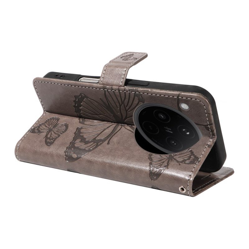 Läderfodral Oppo Find X8 Telefonfodral Jättefjärilar