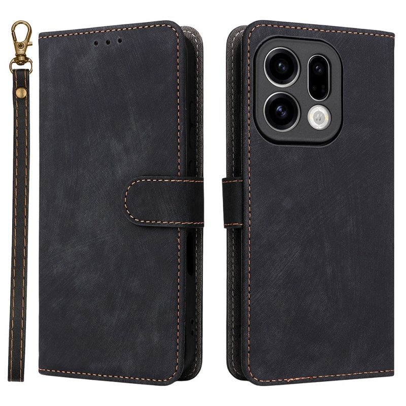 Läderfodral Oppo Find X9 5g Telefonfodral Mockaeffekt Med Rem