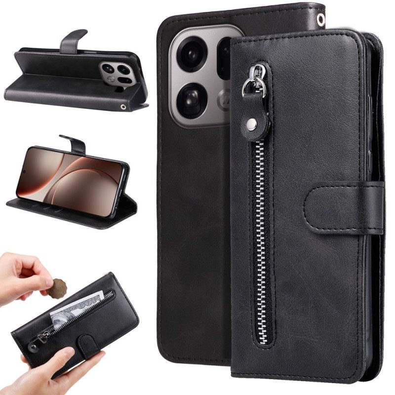 Läderfodral Oppo Find X9 Pro 5g Telefonfodral Ficka Med Dragkedja