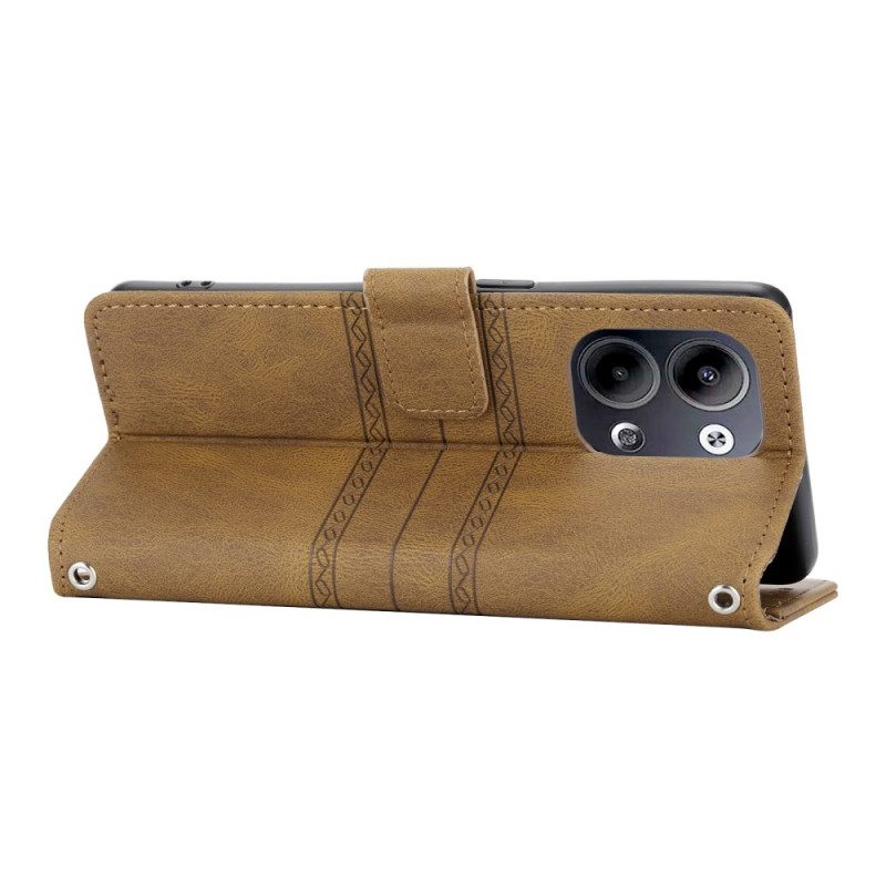 Läderfodral Oppo Reno 13 5g Telefonfodral Dubbelfris Med Rem