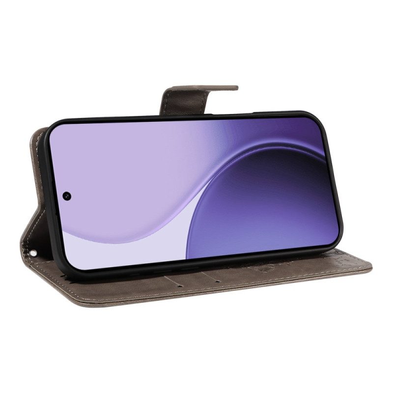 Läderfodral Oppo Reno 14 5g Telefonfodral Träd Och Katt