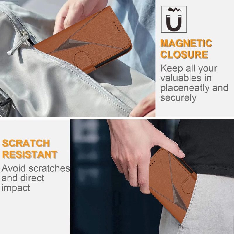 Läderfodral Oppo Reno 14 5g Telefonfodral Triangel Mönster