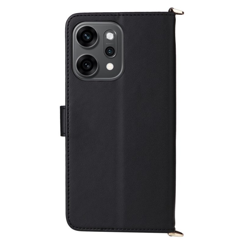 Läderfodral Oppo Reno 14 Pro 5g Telefonfodral Vadderad Med Rem Och Handledsrem