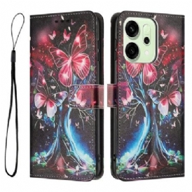 Läderfodral Oppo Reno 14f 5g Telefonfodral Fjäril Skriv Ut