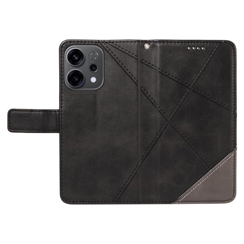 Läderfodral Oppo Reno 14f 5g Telefonfodral Tvåfärgade Linjer