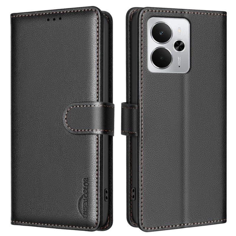 Läderfodral Realme 14 5g Telefonfodral Binfen Rfid-blockerande Färg