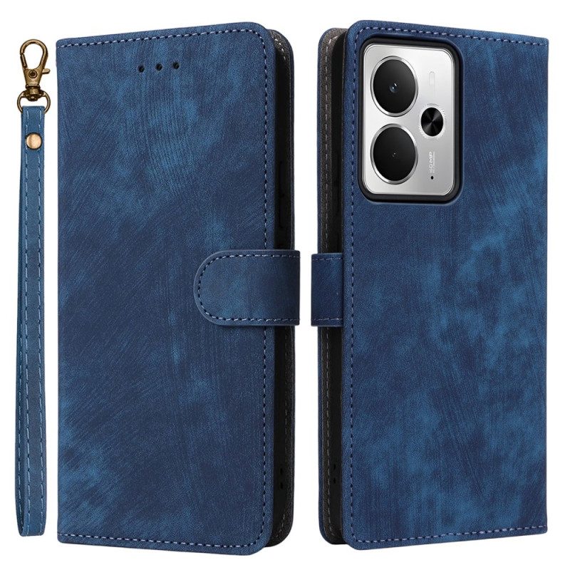 Läderfodral Realme 14 5g Telefonfodral Rfid-skydd Mockaeffekt