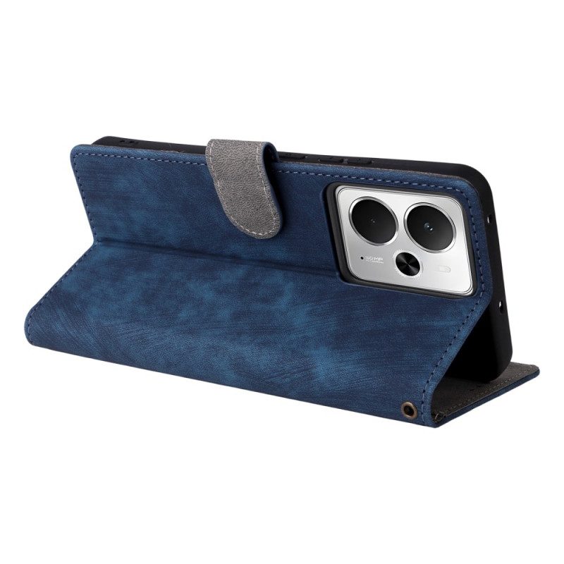 Läderfodral Realme 14 5g Telefonfodral Rfid-skydd Mockaeffekt