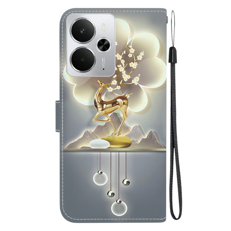 Läderfodral Realme 14 5g Telefonfodral Sikahjort