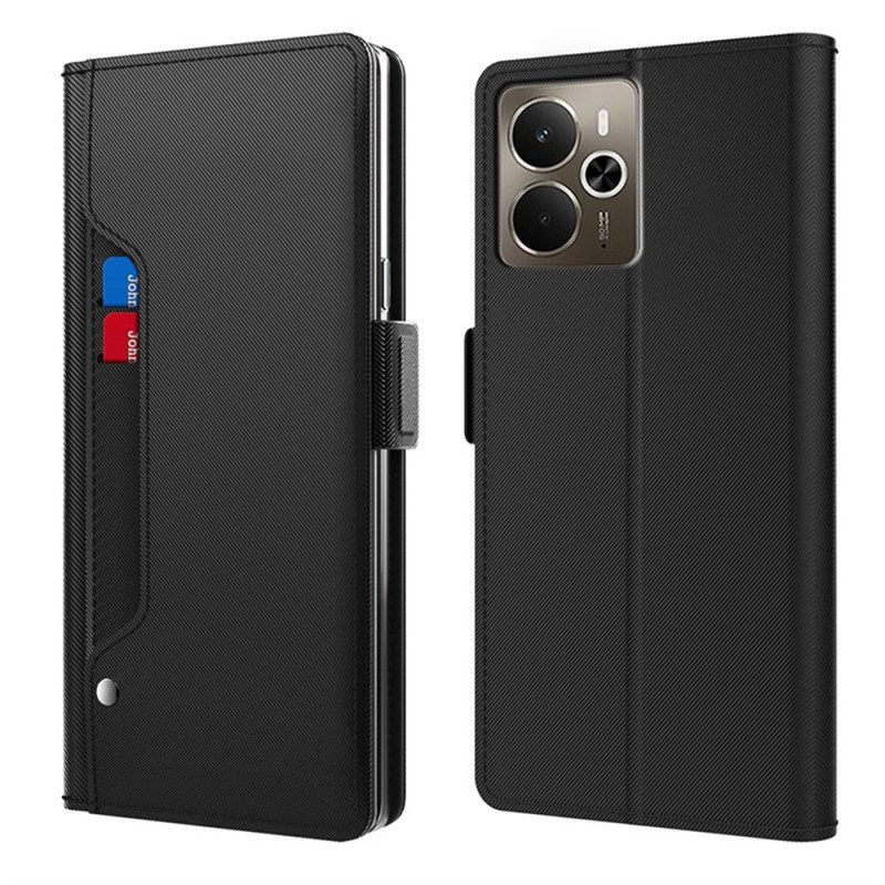 Läderfodral Realme 14 5g Telefonfodral Spegel Och Avtagbar Korthållare