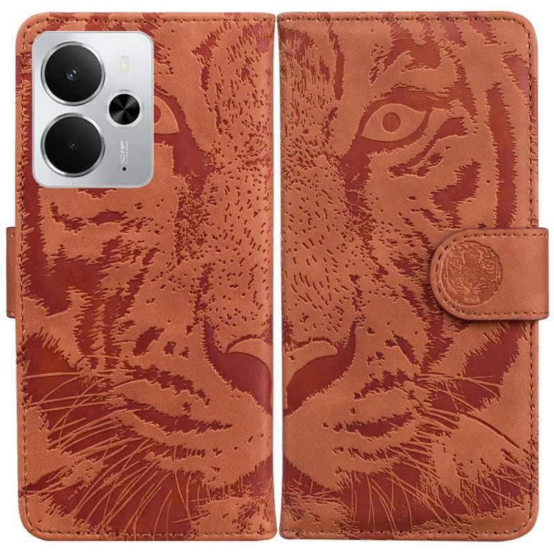Läderfodral Realme 14 5g Telefonfodral Tigertryck