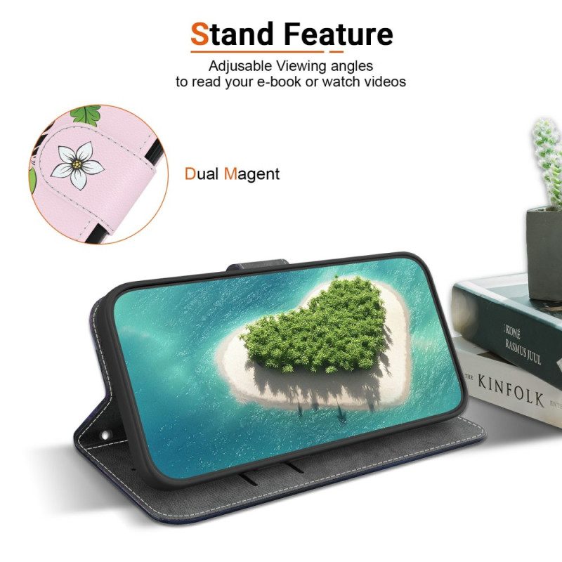 Läderfodral Realme 14 Pro 5g Telefonfodral Liljemönster