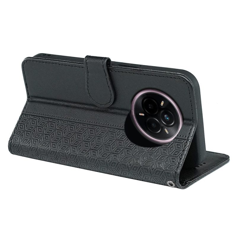 Läderfodral Realme 14 Pro Plus 5g Telefonfodral Kubiskt Mönsterrem