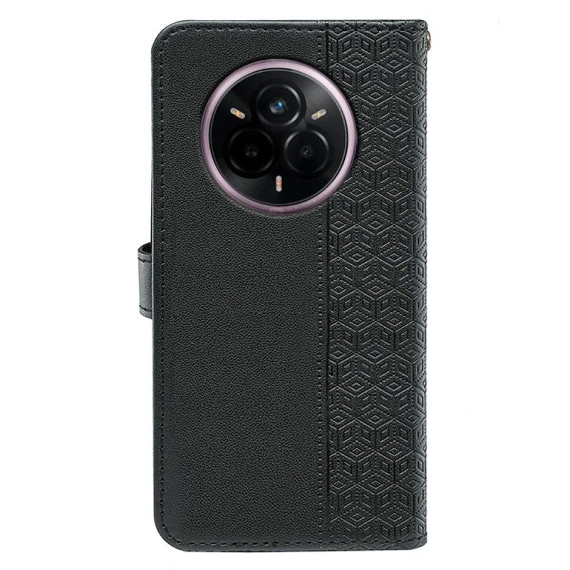 Läderfodral Realme 14 Pro Plus 5g Telefonfodral Kubiskt Mönsterrem