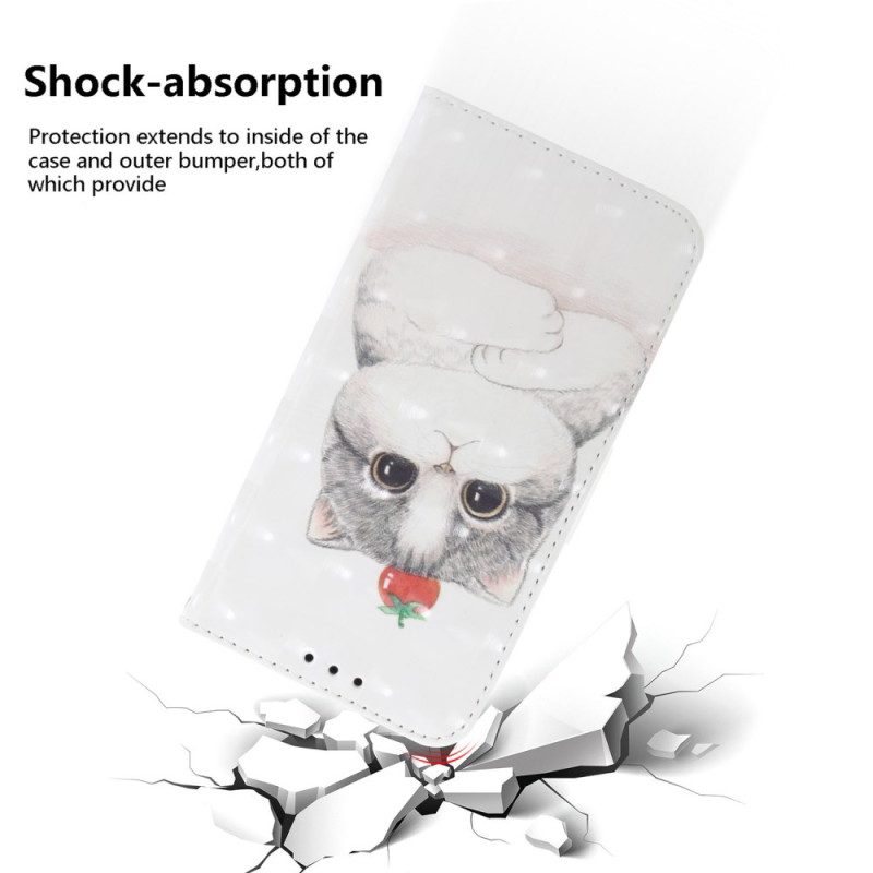 Läderfodral Realme C53 Telefonfodral Söt Katthållare Med Snodd