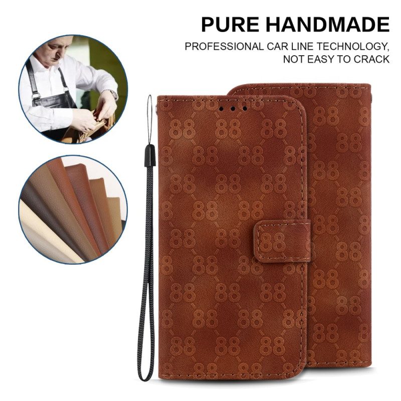 Läderfodral Realme C55 Telefonfodral Design 88 Med Rem