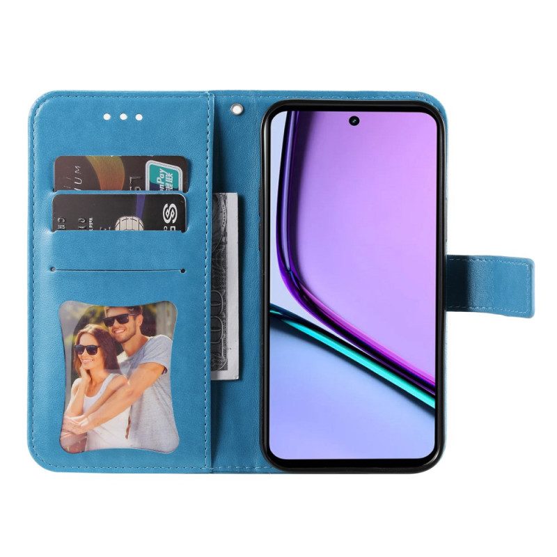 Läderfodral Realme C67 Telefonfodral Blommönster Med Rem