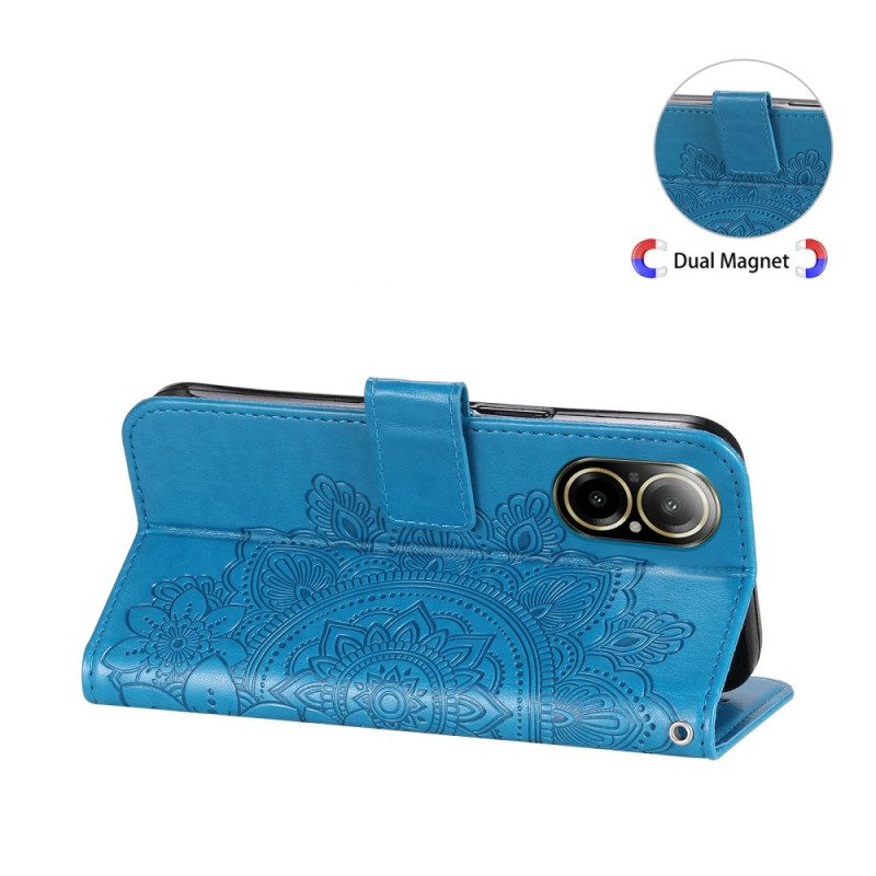 Läderfodral Realme C67 Telefonfodral Blommönster Med Rem