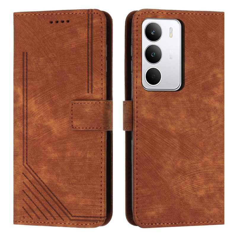 Läderfodral Realme C71 Telefonfodral Linjer