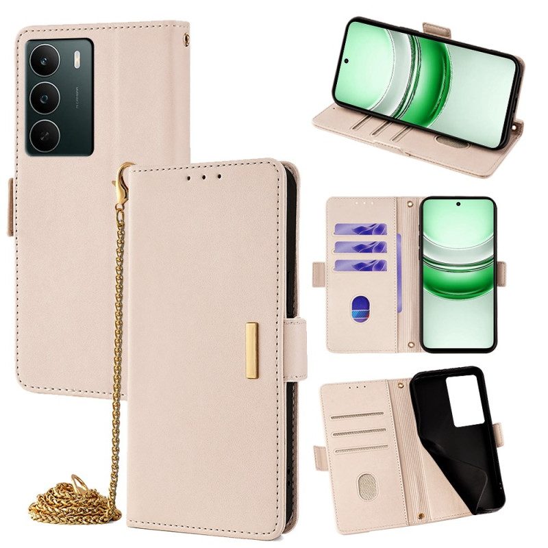 Läderfodral Realme C71 Telefonfodral Rfid-blockering Och Guld Spänne