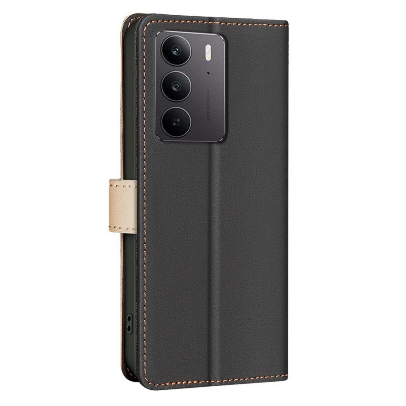 Läderfodral Realme C75 Telefonfodral Tvåfärgad Binfen-färg