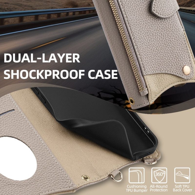 Läderfodral Realme C75 Telefonfodral Tvåfärgad Plånbok Med Kedja