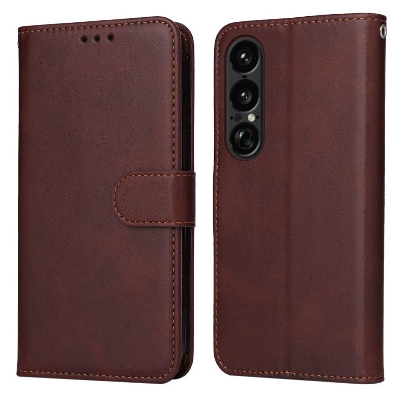 Läderfodral Sony Xperia 1 Vii Telefonfodral Enfärgat Konstläder